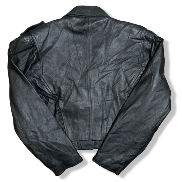 Vintage 90s Wilsons Leather Cropped Biker Jacket - Picture 2 of 5